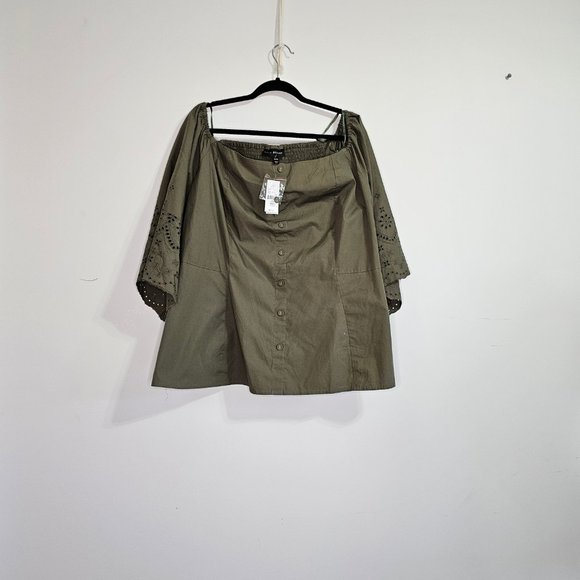 NWT Lane Bryant Plus size 24 100% cotton blouse with eyelet - Picture 1 of 6